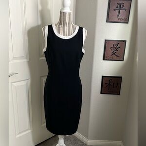 Vintage Donna Ricco black n white Sleeveless pencil slit dress size 12